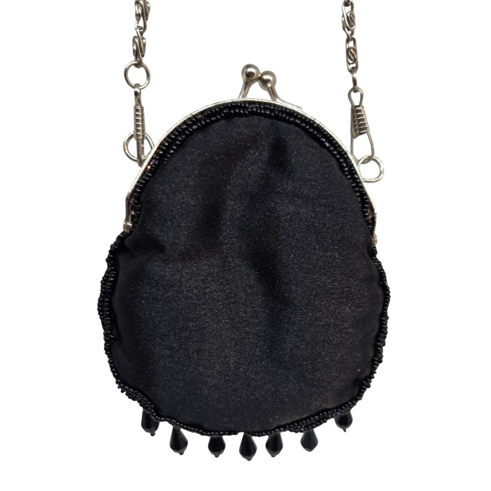 JESSICA McCLINTOCK Mini Beaded Bag COIN PURSE Evening DANGLE BEAD Kisslock CHAIN - Picture 3 of 5